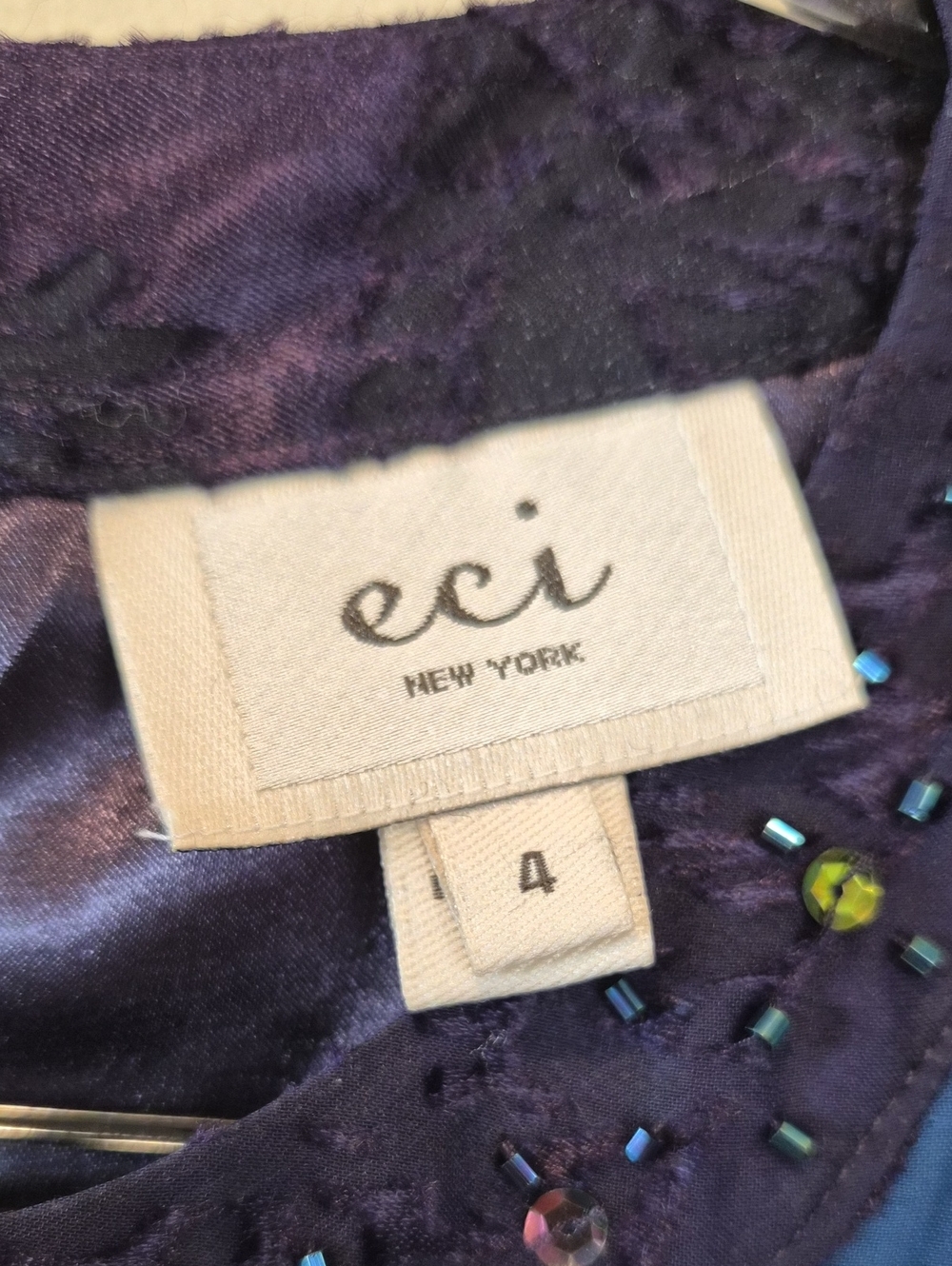 ECI Silk Blended Royal Blue Embellished Mini Dress - Picture 2 of 11